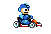 A small original pixel sprite of a tiny kart with a driver.